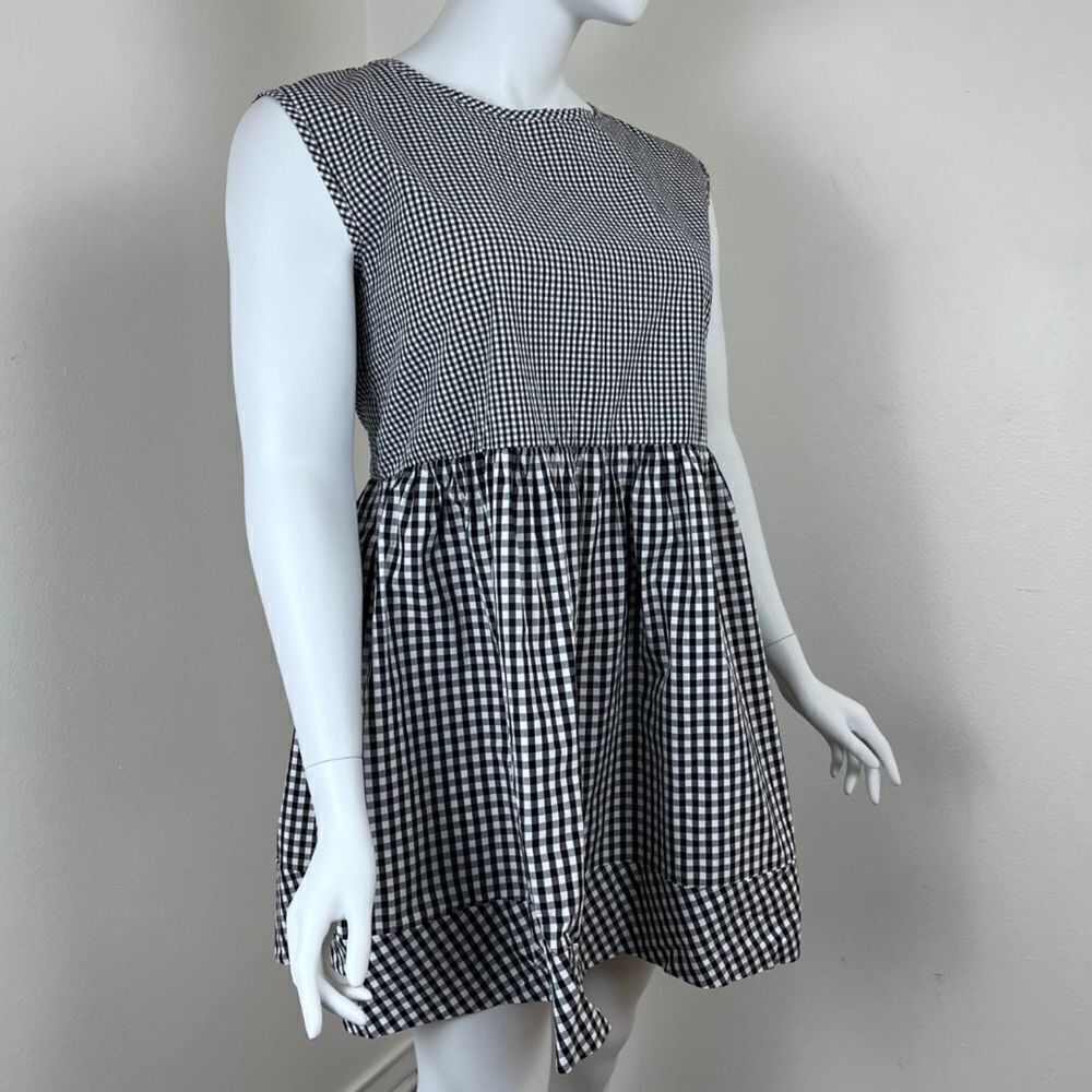 Madewell Women Size L Crepe Gingham Cotton Fit & Flare Baby Doll Mini NEW Dress - Picture 6 of 17